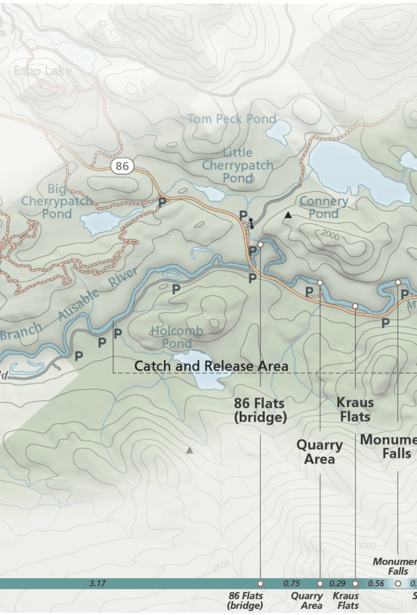 Fly Fishing Adirondacks Map Ausable River Fly Fishing Map - Green Goat Maps