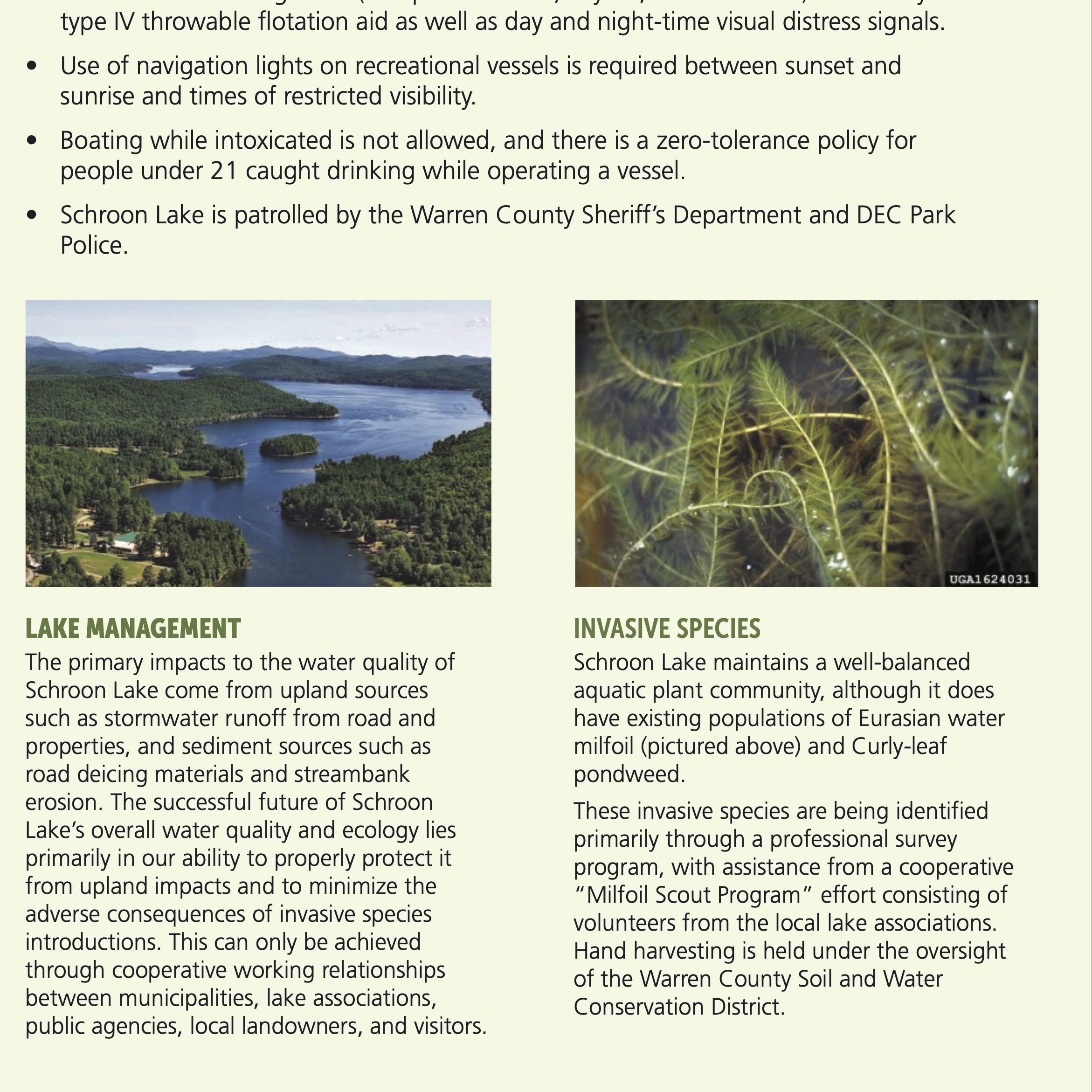 Schroon Lake Lake Management and Invasive Species