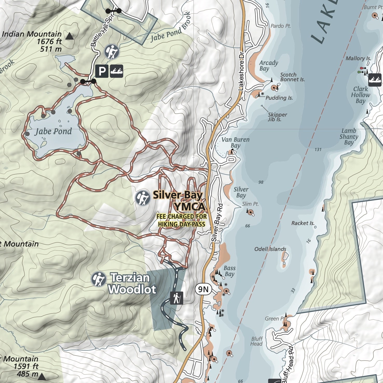 Lake George Area Boating And Trails Map Green Goat Maps